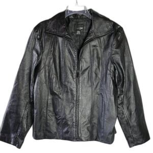 East 5th Womens Size L Leather Jacket Black 100% Leather Zip Up Pockets …